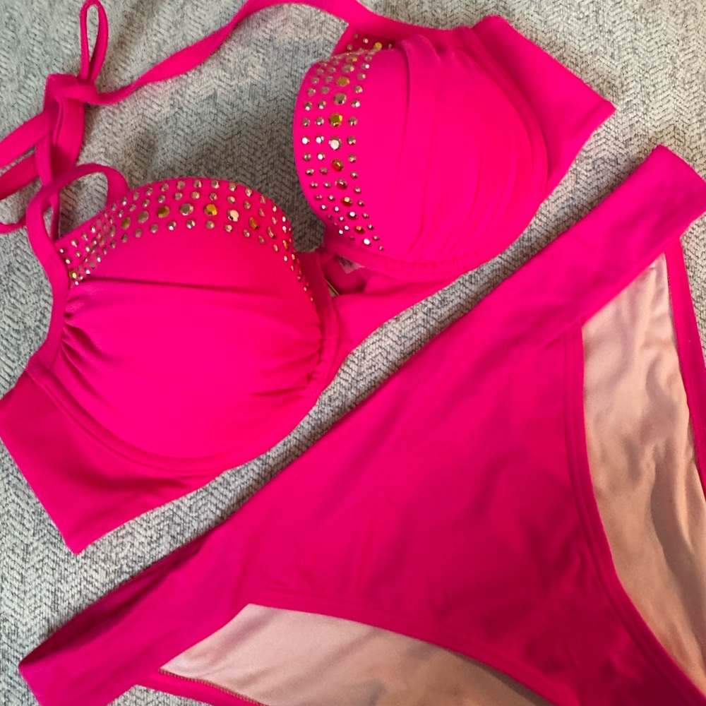 Victoria's Secret Pink and Gold Jewel Push-up Bikini